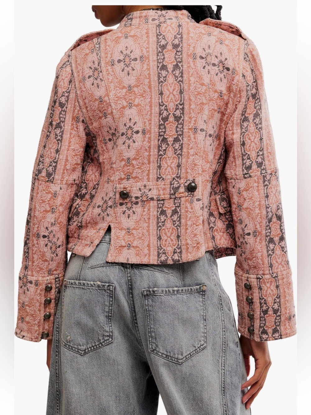 NWT Free People Lotty Jacquard Jacket Sz Medium in ROSE SMOKE - Picture 10 of 10